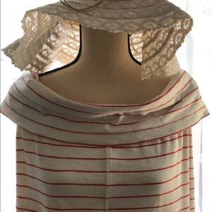 🎄 Lou & grey stripe off the  shoulder shirt SZ M